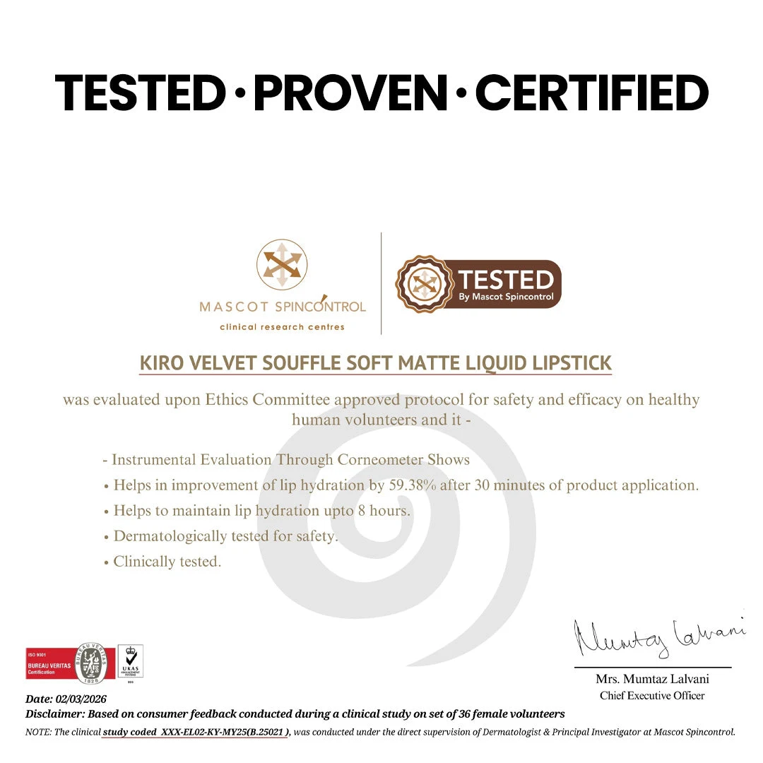 Original Velvet Soufflé hydration certificate